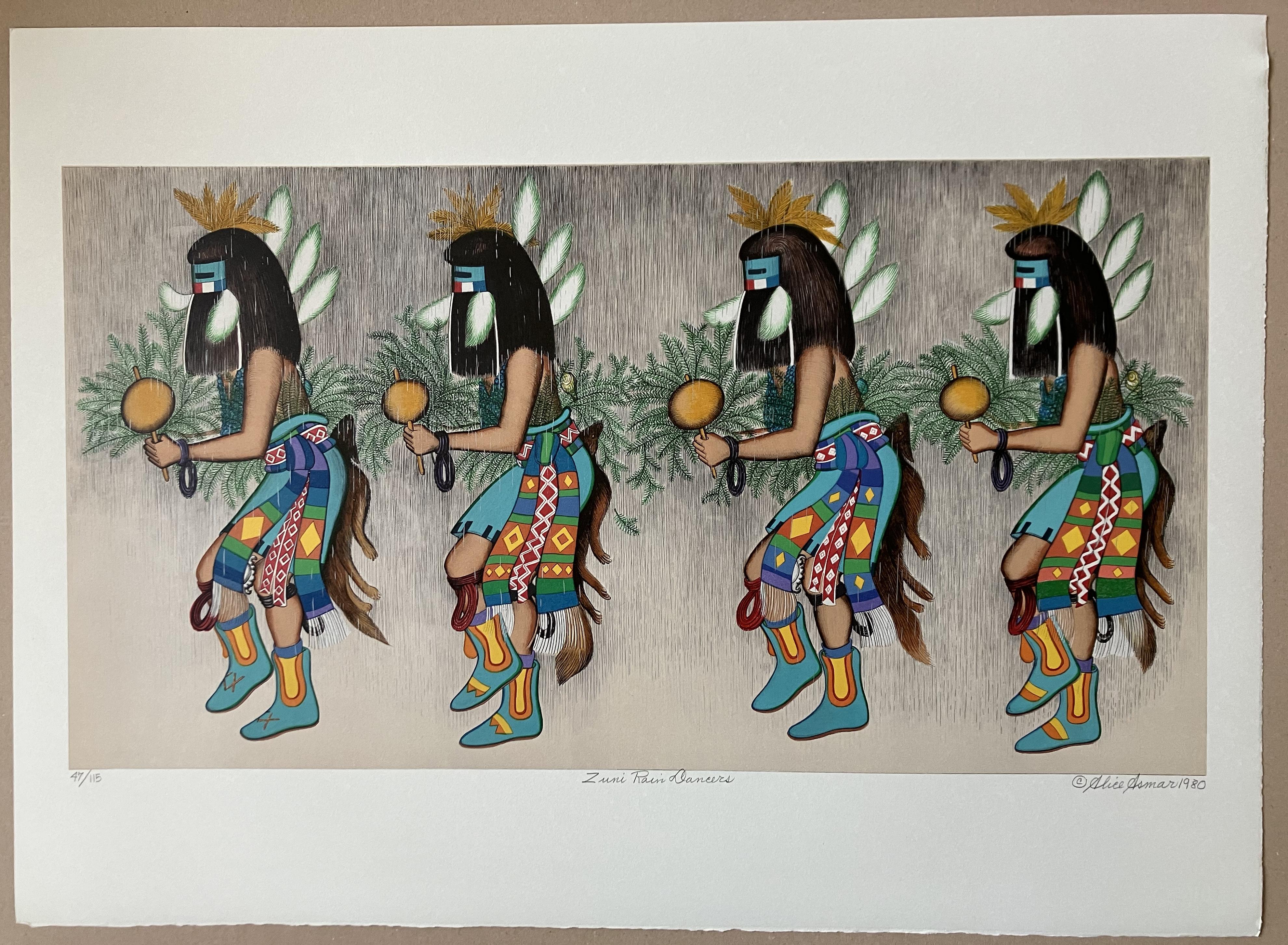 Alice Asmar Figurative Print - Zuni Rain Dancers