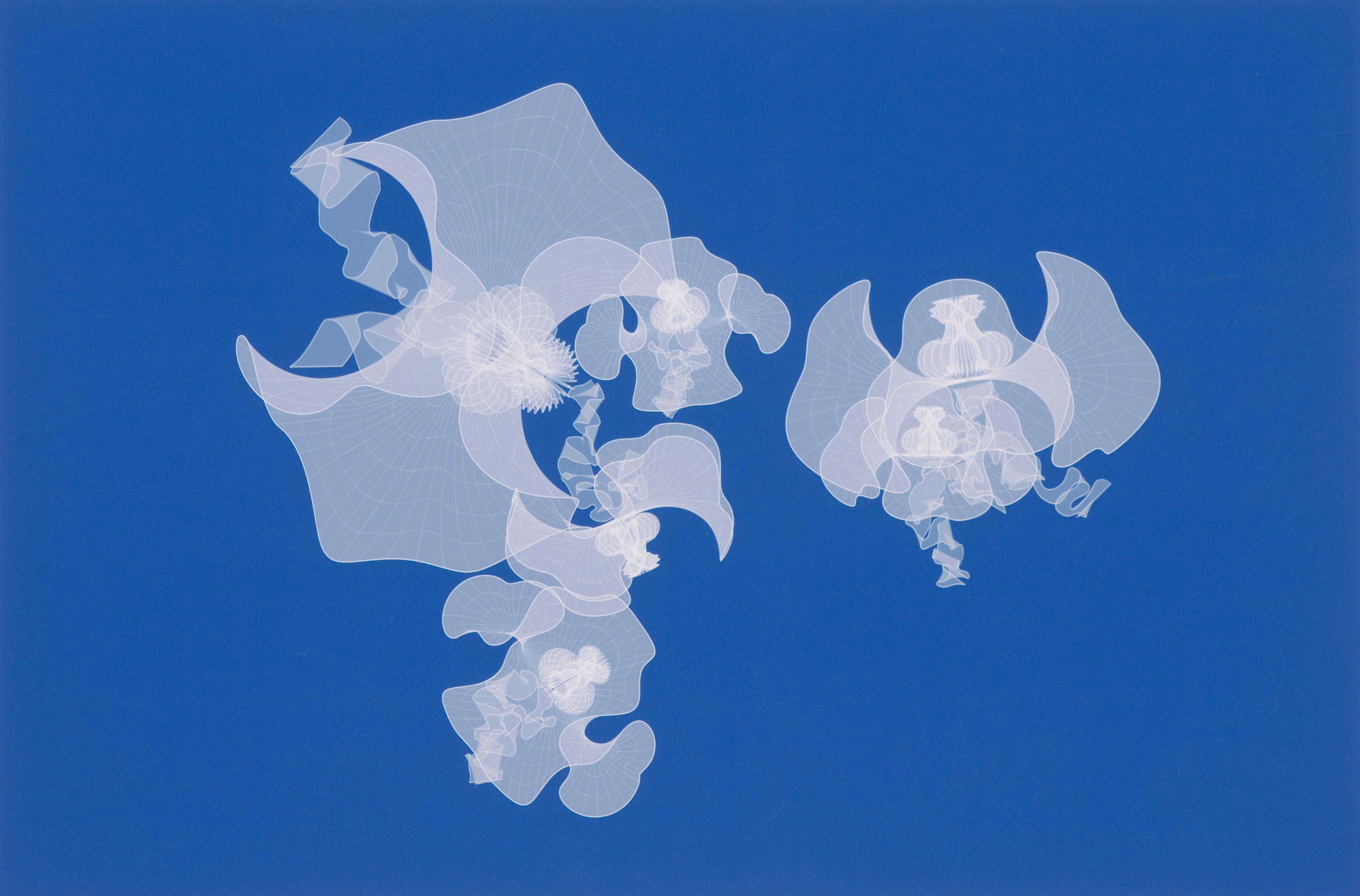 Wavy Enneper: White on Blue - Print by Alice Aycock