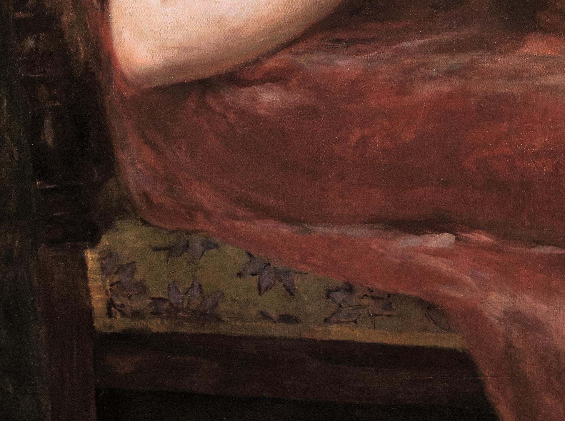 Jeune fille lisant - Noir Portrait Painting par Alice Bastide