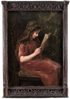 Antique Young girl reading
