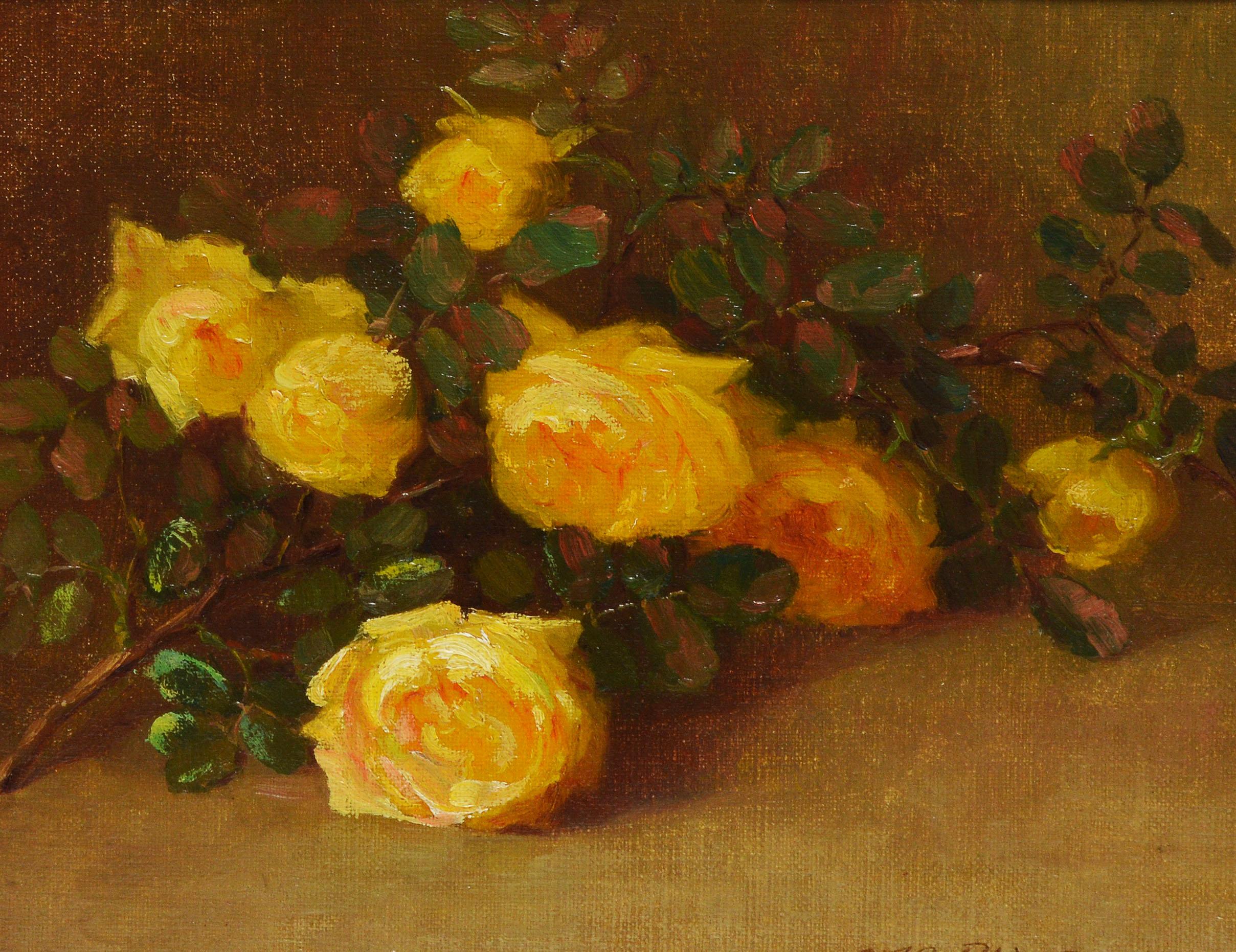 Impressionist Flower Still Life of Yellow Roses by Alice Brown Chittenden 1