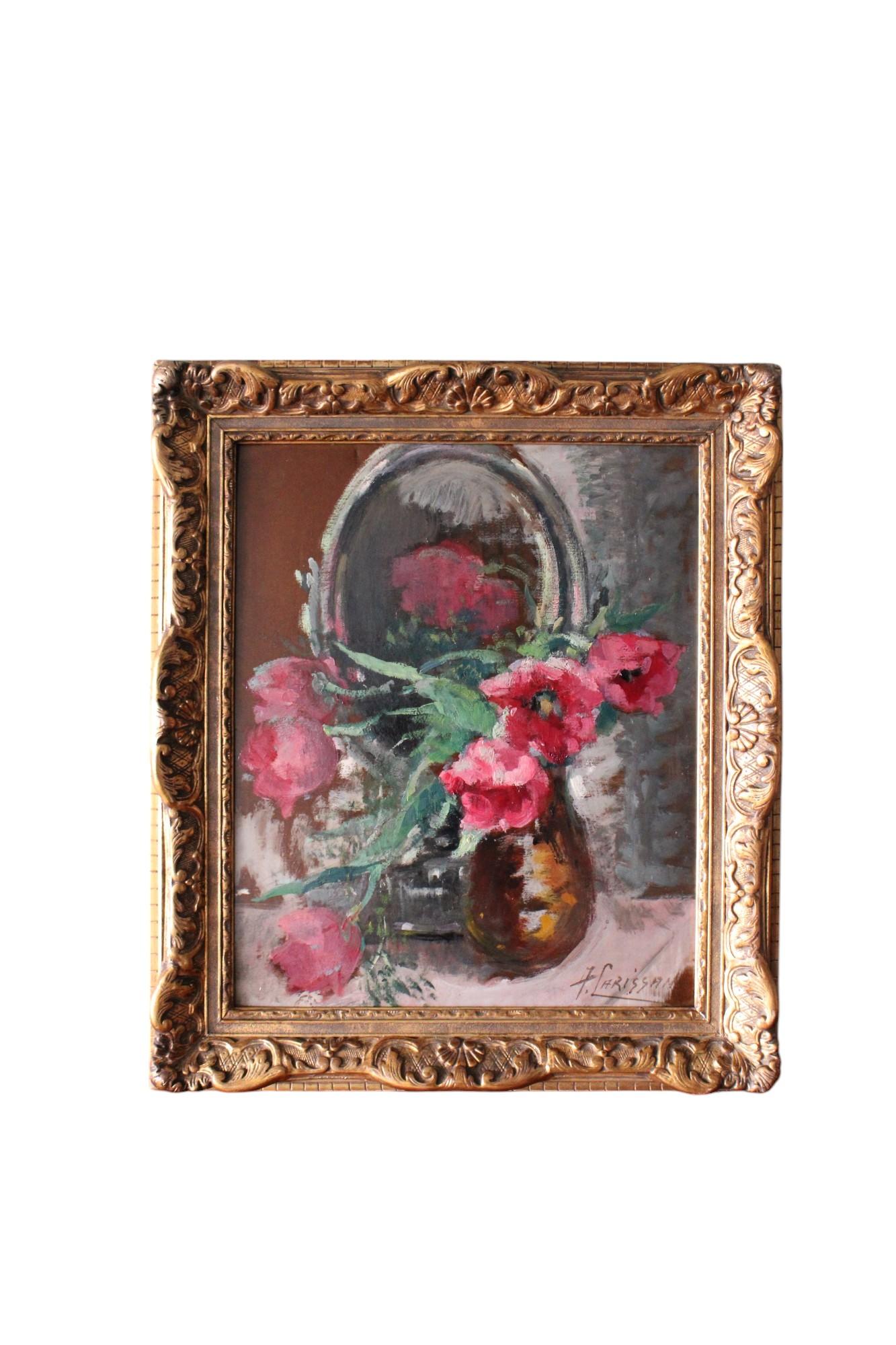 Still-Life Painting de Alice CARISSAN - Antiguo bodegón impresionista francés al óleo de tulipanes de Alice Carissan