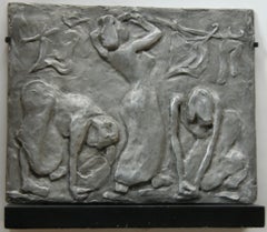 "Washing Women" Cast Aluminum Plaque Sculpture WPA American Modern 20th Century