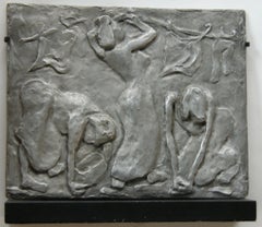 "Washing Women" Cast Aluminum Plaque Sculpture WPA American Modern 20th Century