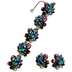 Alice Caviness 1950er Jahre Strass & Drachen Breath Armband & Ohrringe