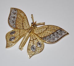 Alice Caviness Sterling Silver with Gold Overlay Moveable Butterfly Wings Brooch