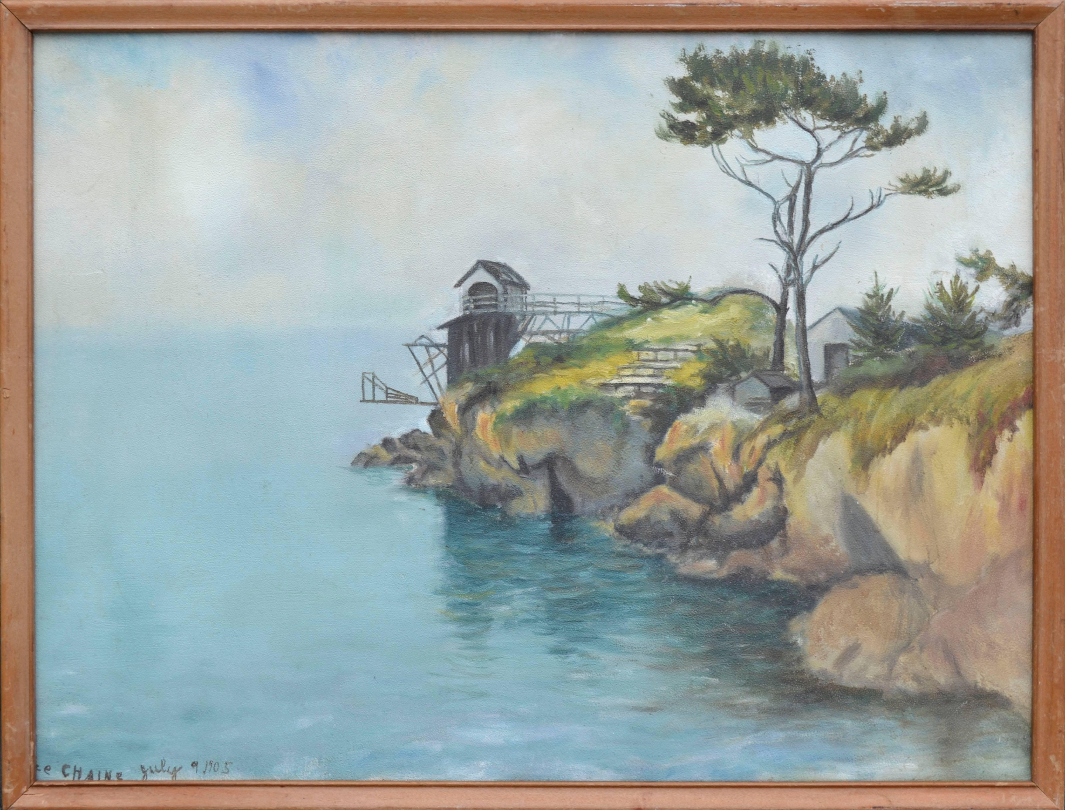 Alice Chaine Landscape Painting - Small Lumber Schooner Harbor, California 1905