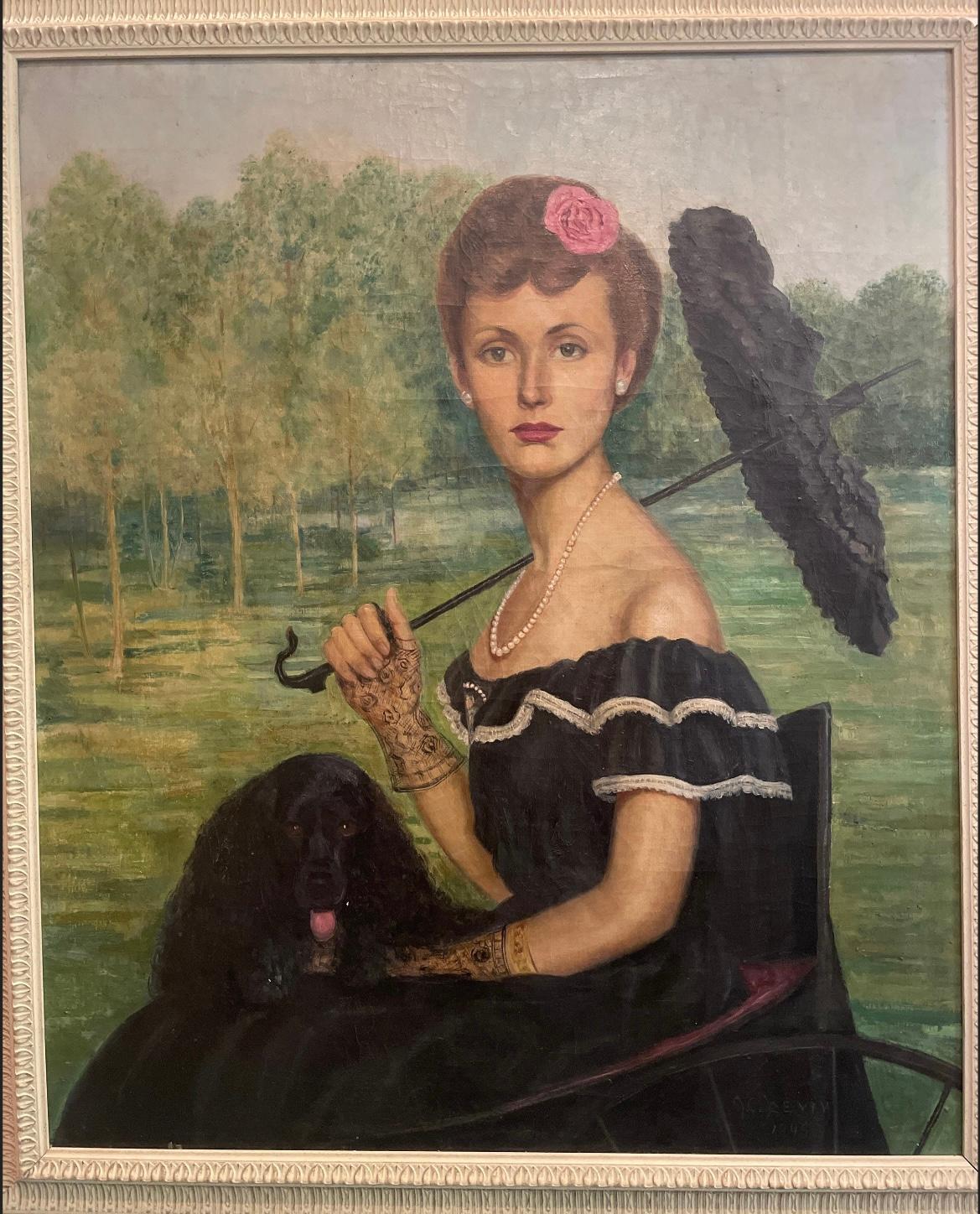 Se trata de un óleo original de Alice Conklin Bevin sobre lienzo 1945 . En buen estado mide 42x36. Tiene pegatina de la galería en la parte posterior del cuadro