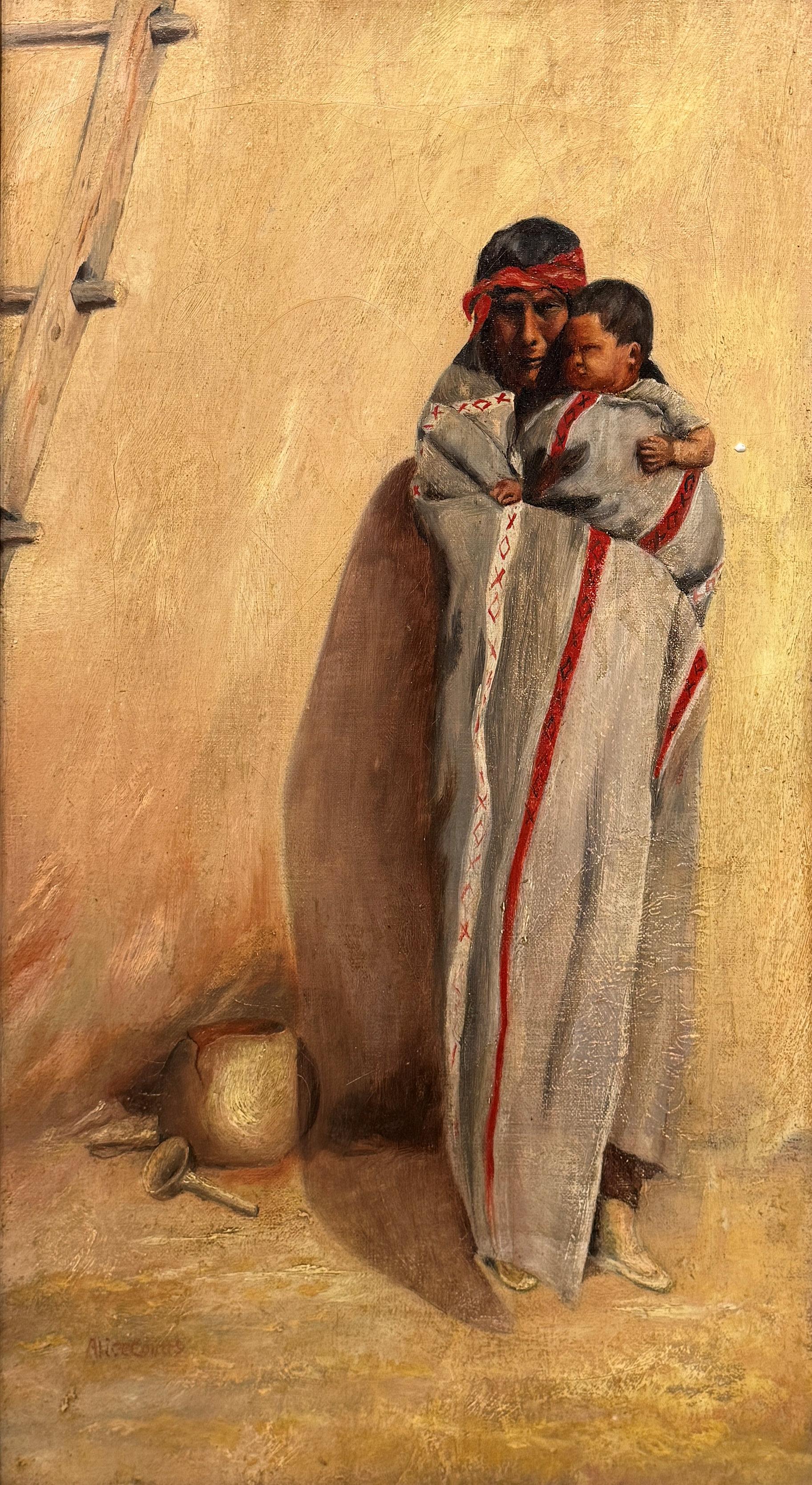 "Un Indien Tesuque et son bébé, Nouveau Mexique" Alice Coutts, Native American Southwest