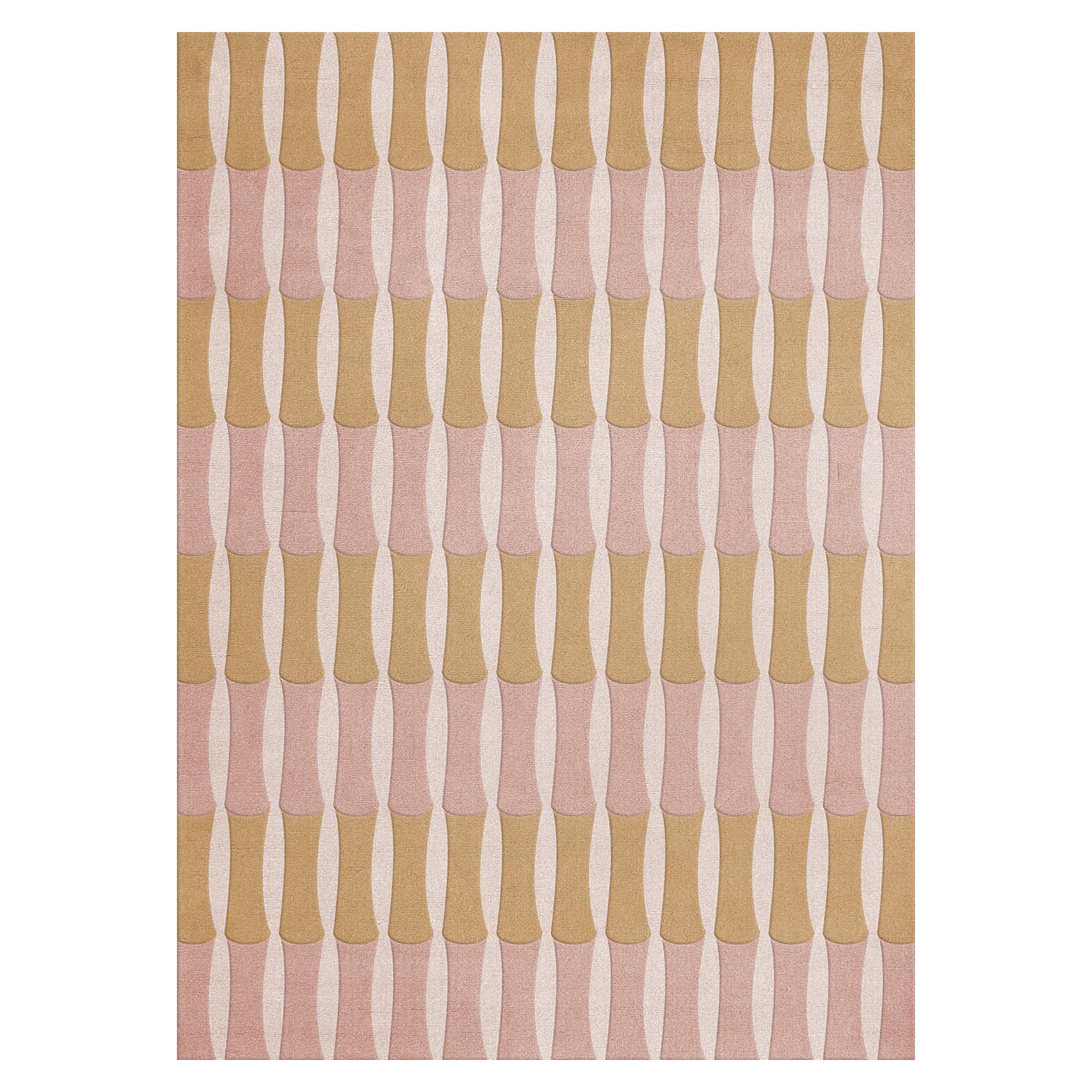 Alice Crawley Bambus Forrest Wollteppich Rose im Angebot