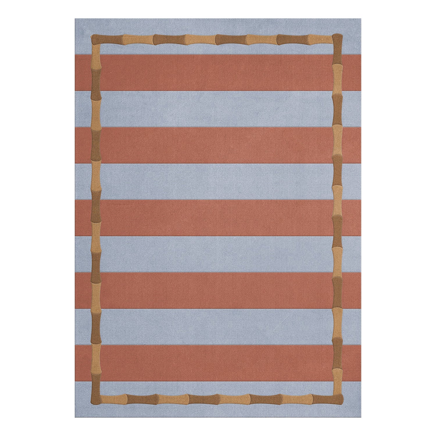 Alice Crawley Bamboo Stripe Wool Rug Blue Rust