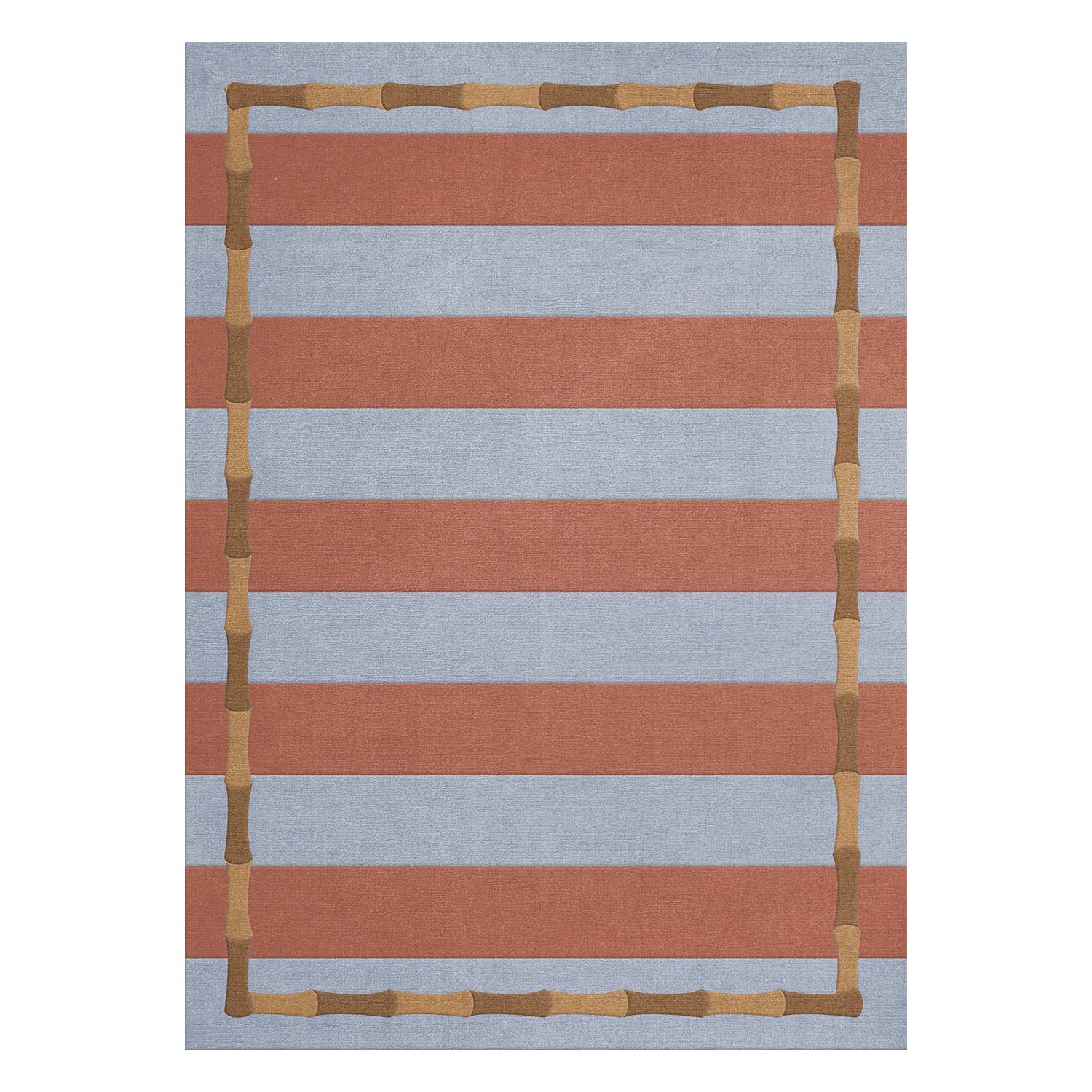 Alice Crawley Bamboo Stripe Wool Rug Blue Rust