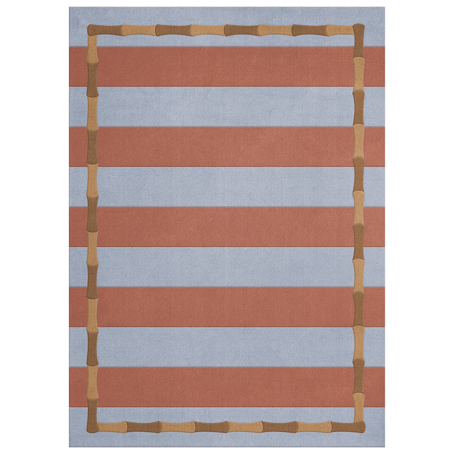 Alice Crawley Bamboo Stripe Wool Rug Blue rust