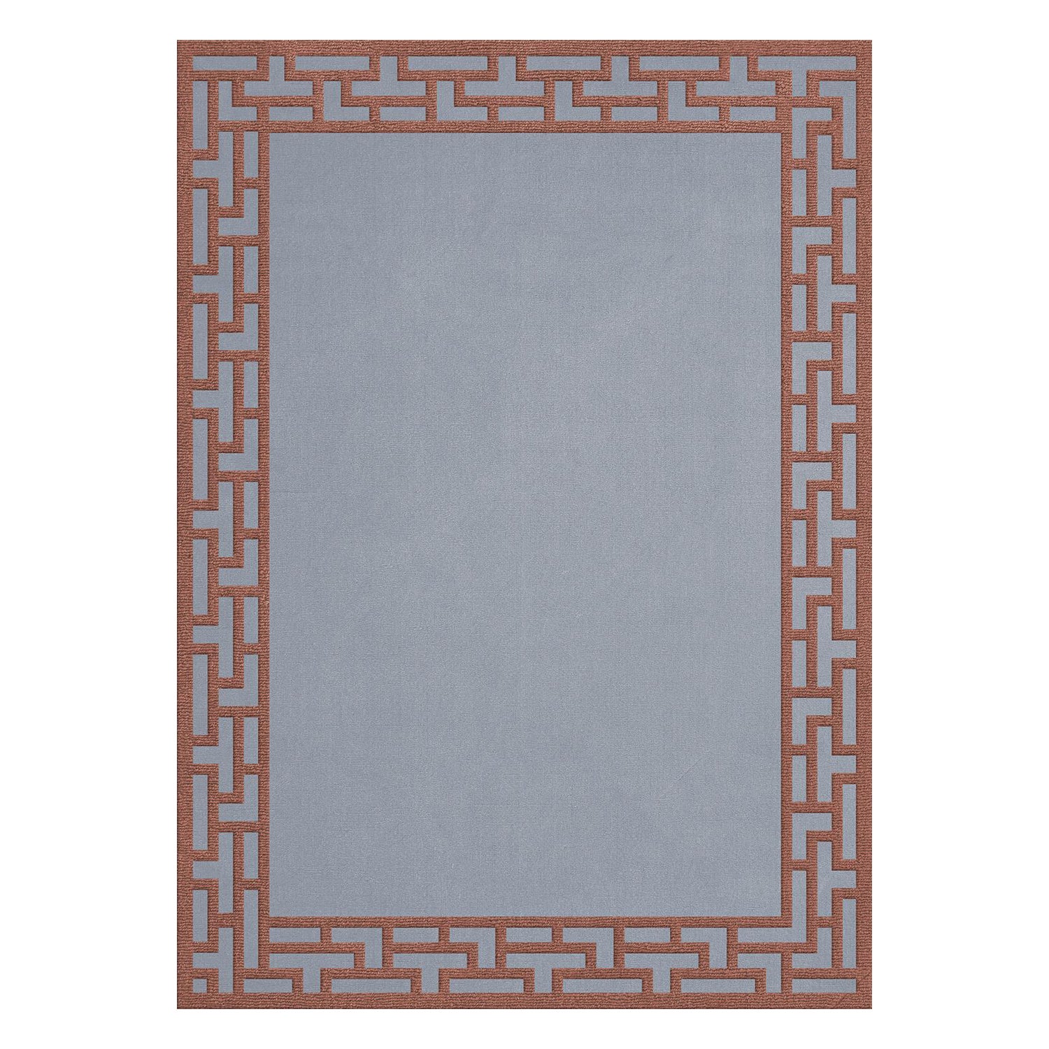 Alice Crawley Indochine Wool Rug Blue Rust