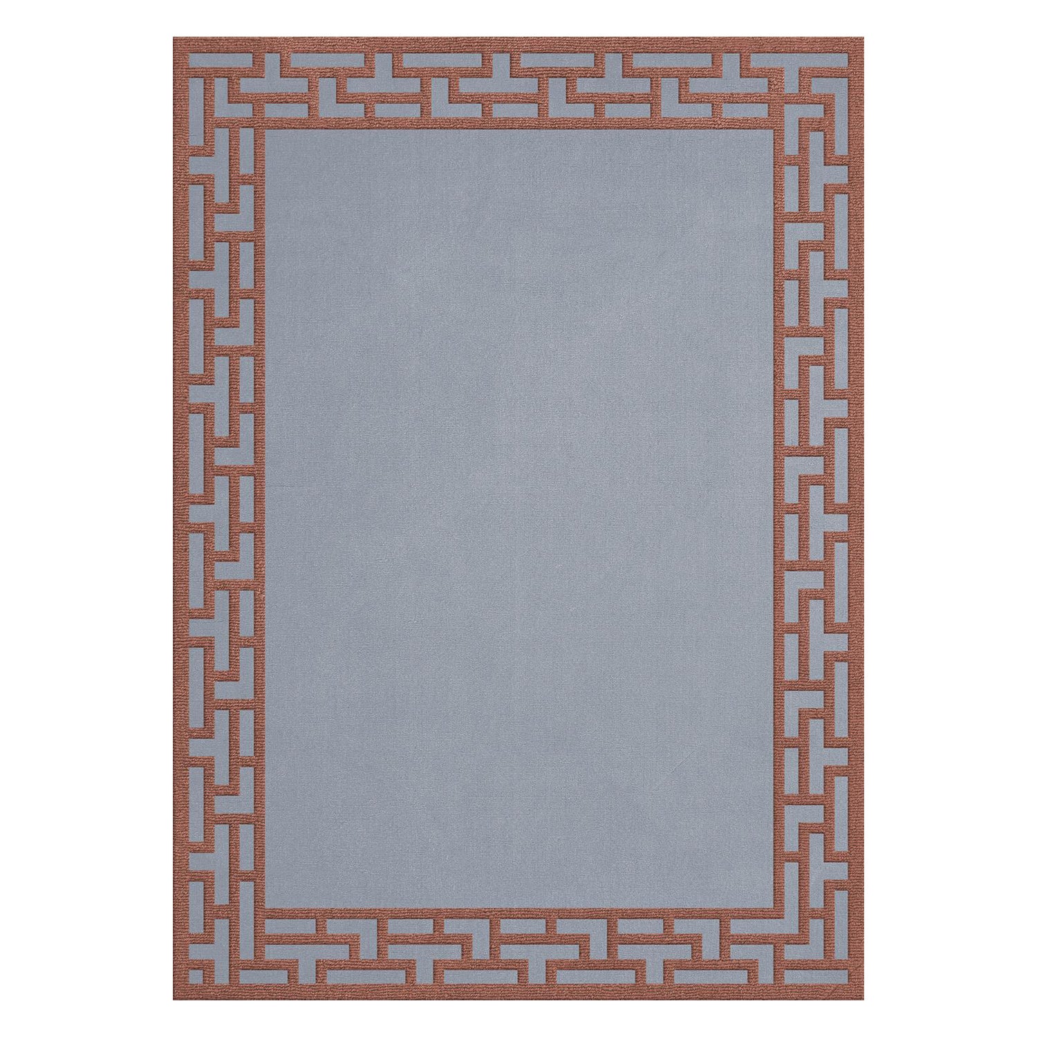 Alice Crawley Indochine Wool Rug Blue Rust