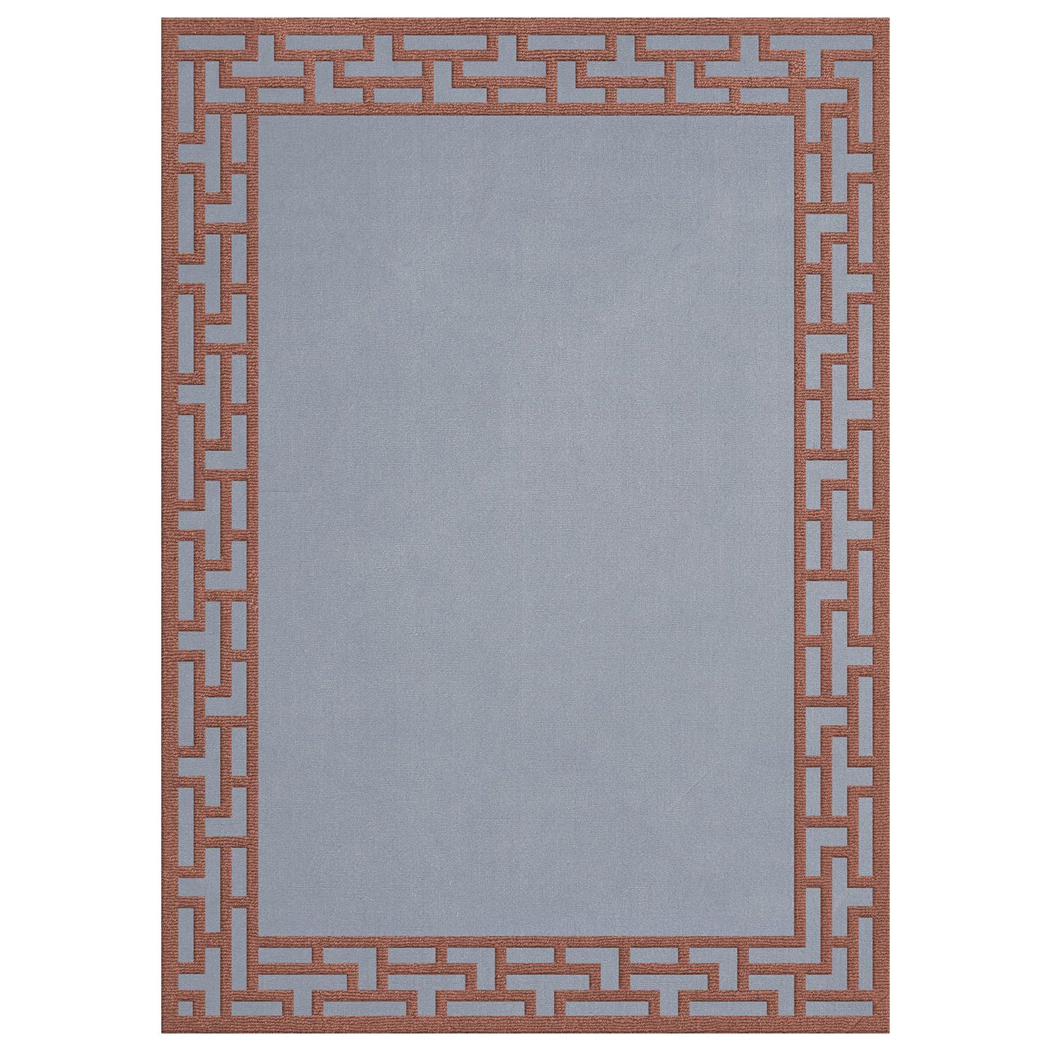 Alice Crawley Indochine Wool Rug Blue Rust