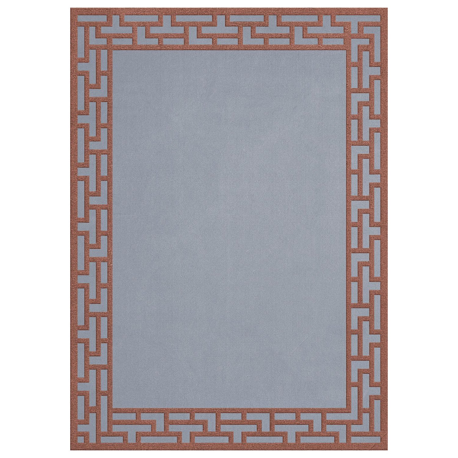 Alice Crawley Indochine Wool Rug Blue Rust
