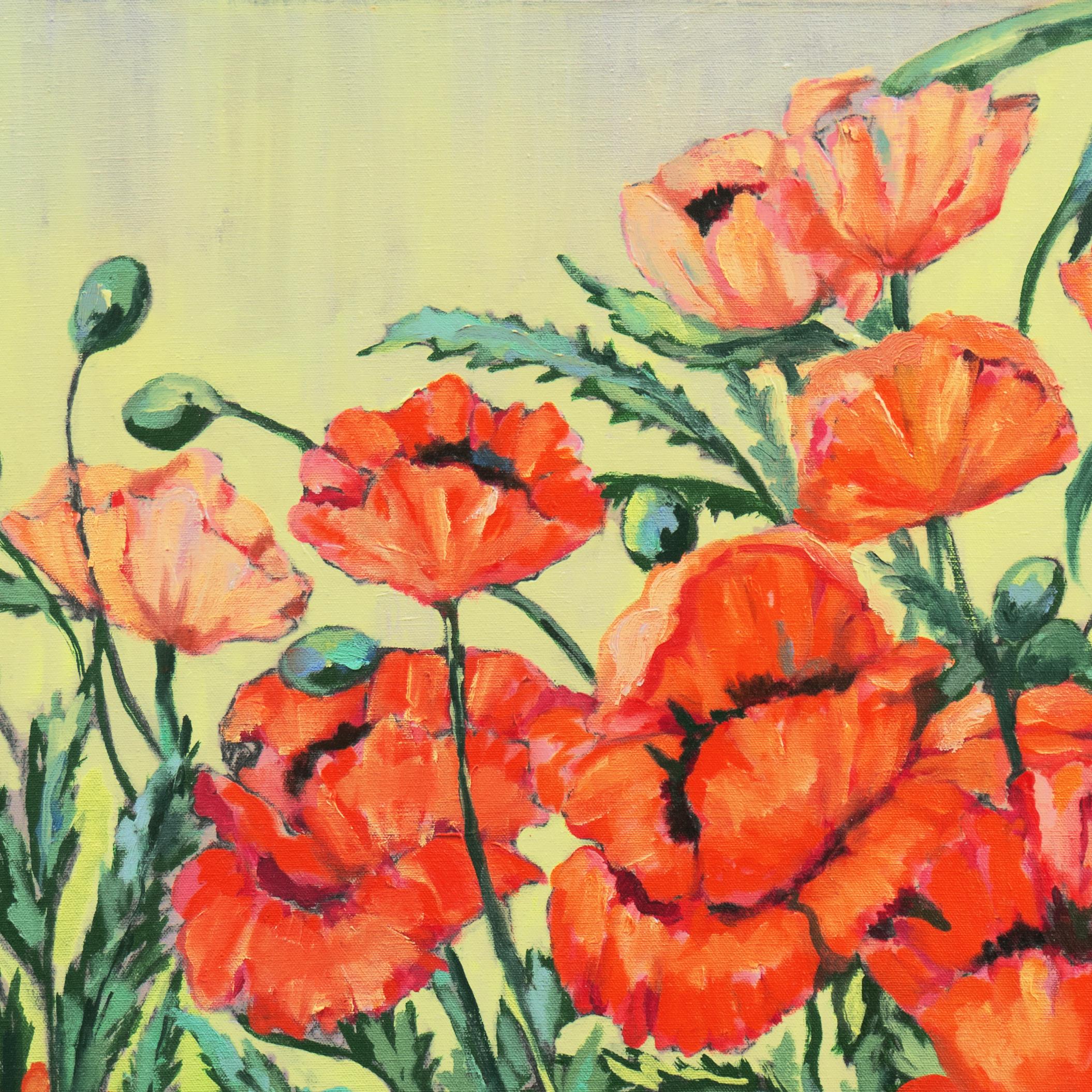 'Red Poppies', Woman Artist, New York Art Students League, Metropolitan Opera - Impressionist Painting by Alice Delmar-Oberth