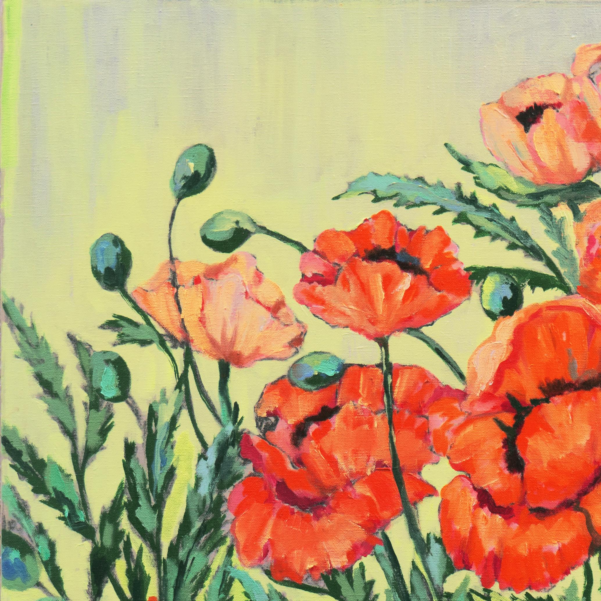 'Red Poppies', Woman Artist, New York Art Students League, Metropolitan Opera  - Impressionist Painting by Alice Delmar-Oberth