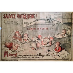 Alice Dick Dumas' 1918 original poster - Sauvez Votre Bébé ! La Mort Le Guette