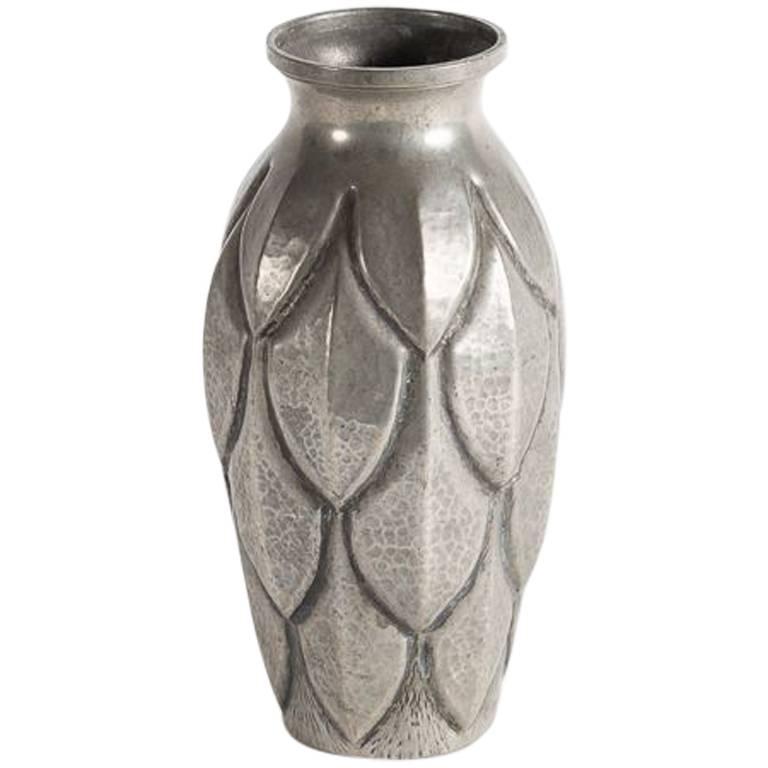 Alice & Eugene Chanal, Art Deco Metal Vase, Metal, France, circa 1915 In Good Condition In New York, NY