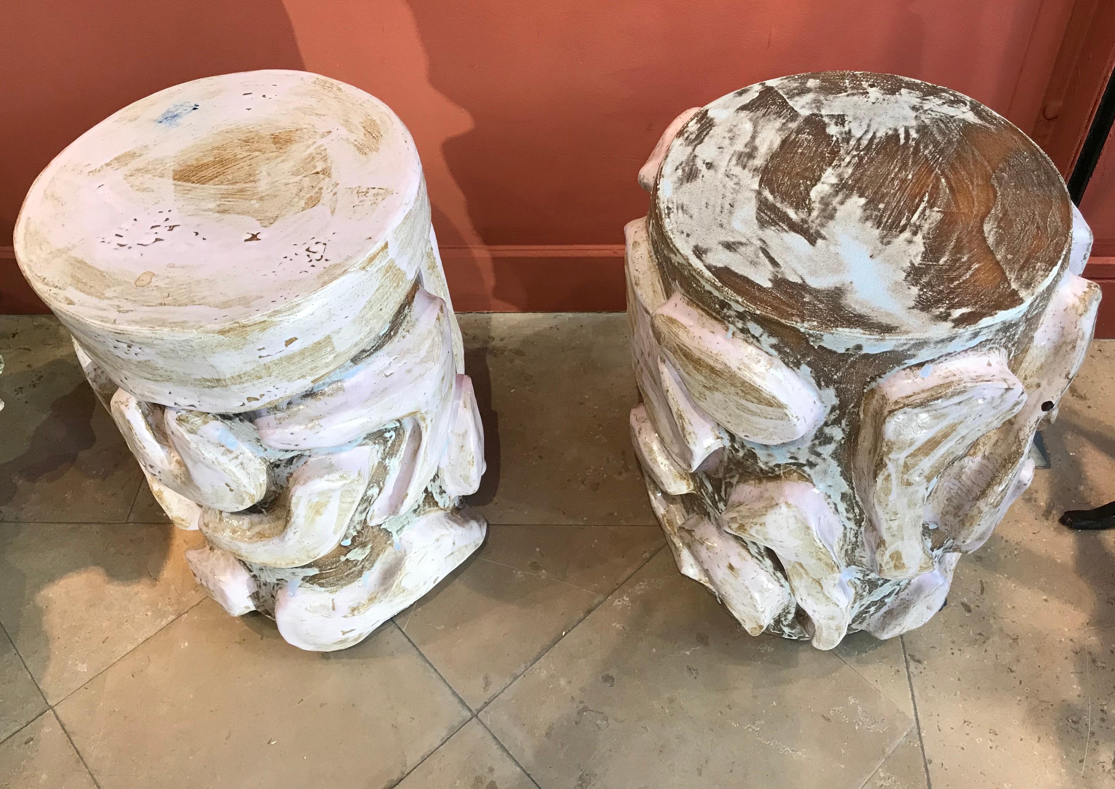 Patinated Alice Gavalet 2018, 21 St Century, Paris, Pair of Side Tables, Pink