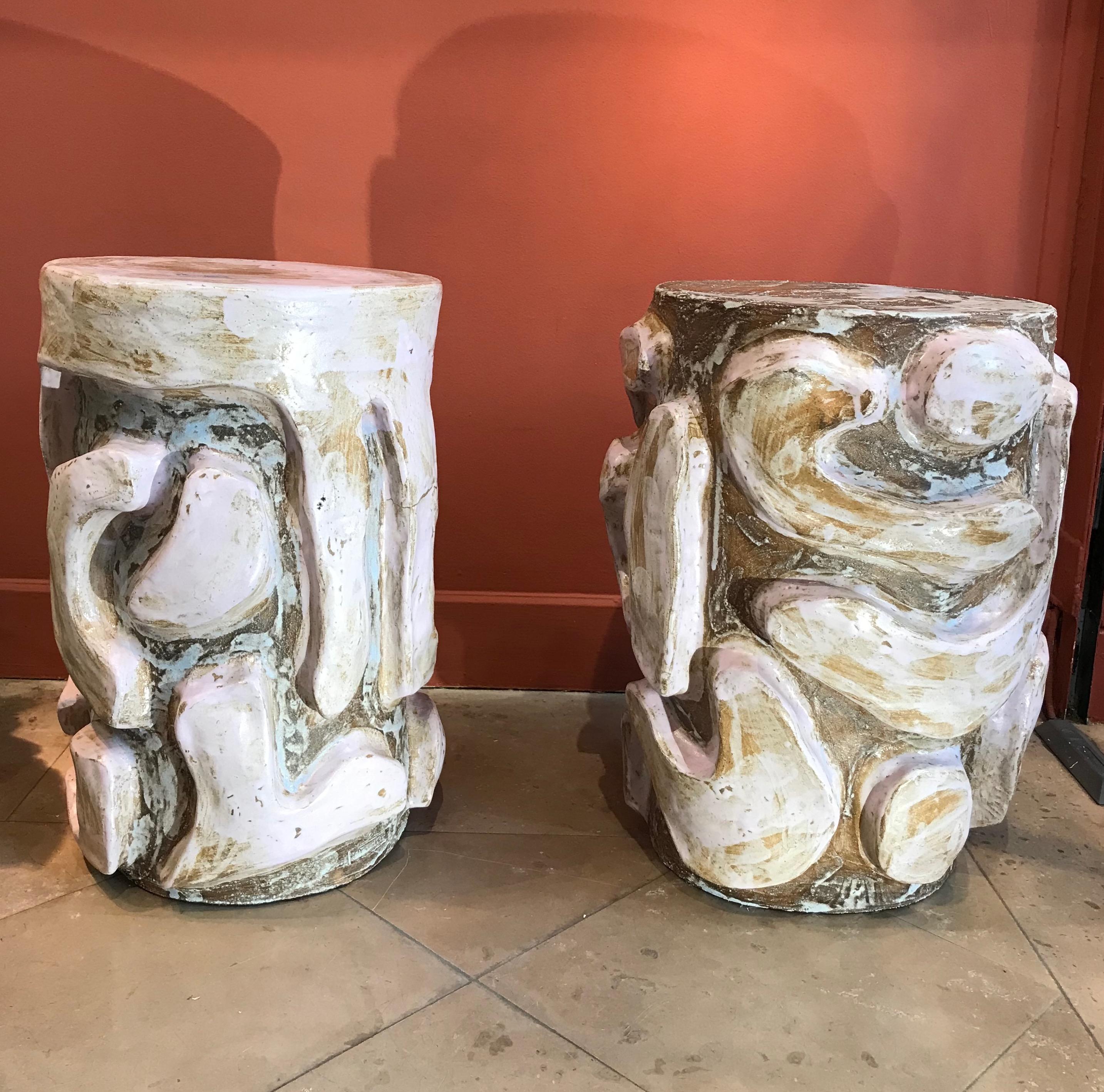 Sandstone Alice Gavalet 2018, 21 St Century, Paris, Pair of Side Tables, Pink