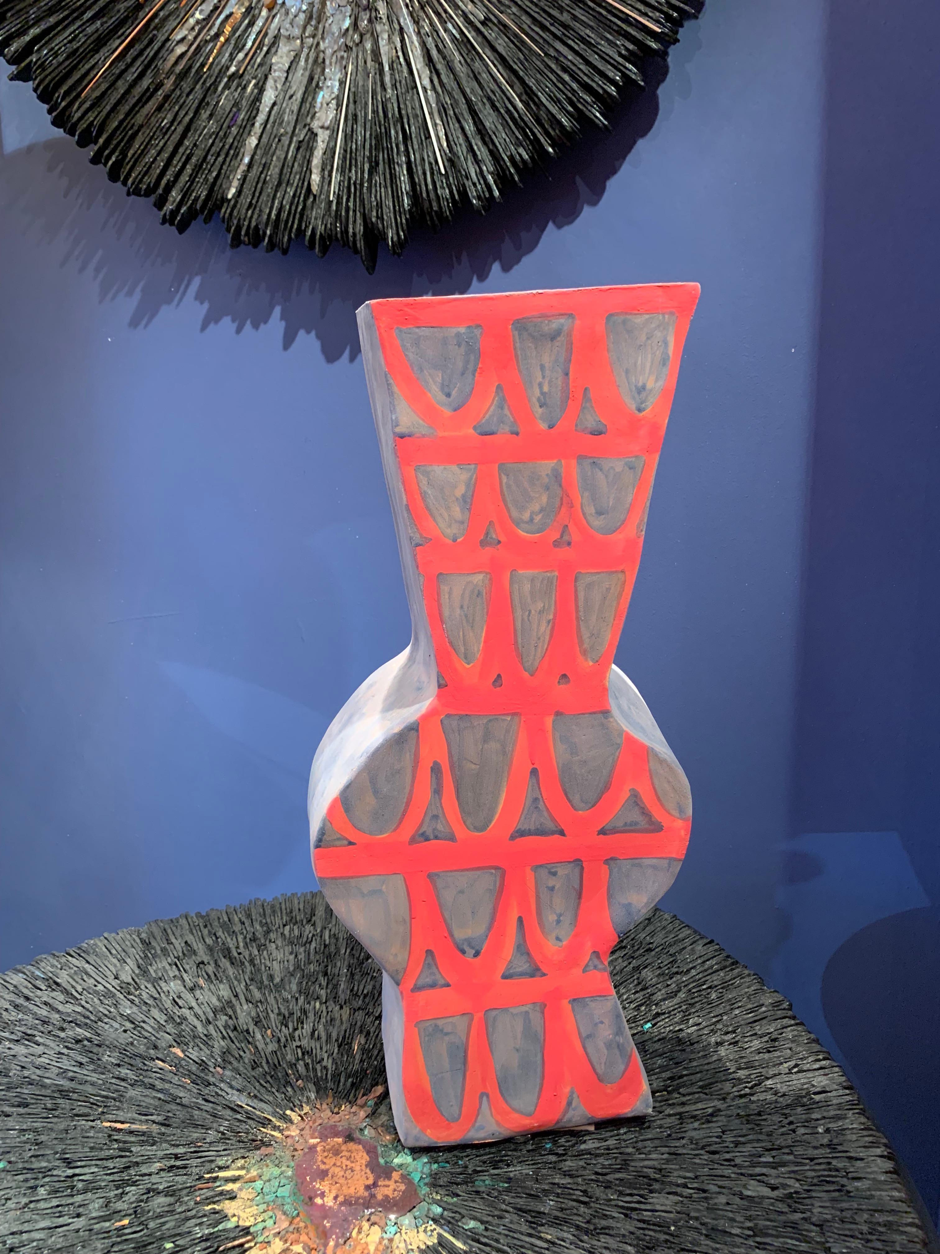 French Alice Gavalet, RED PARIS Vase 2020, Ceramic, Unique Piece, Signed