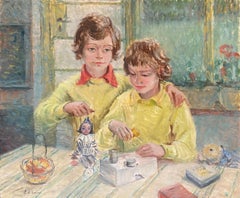 La marionnette à fils, peinture à l'huile du 20e siècle