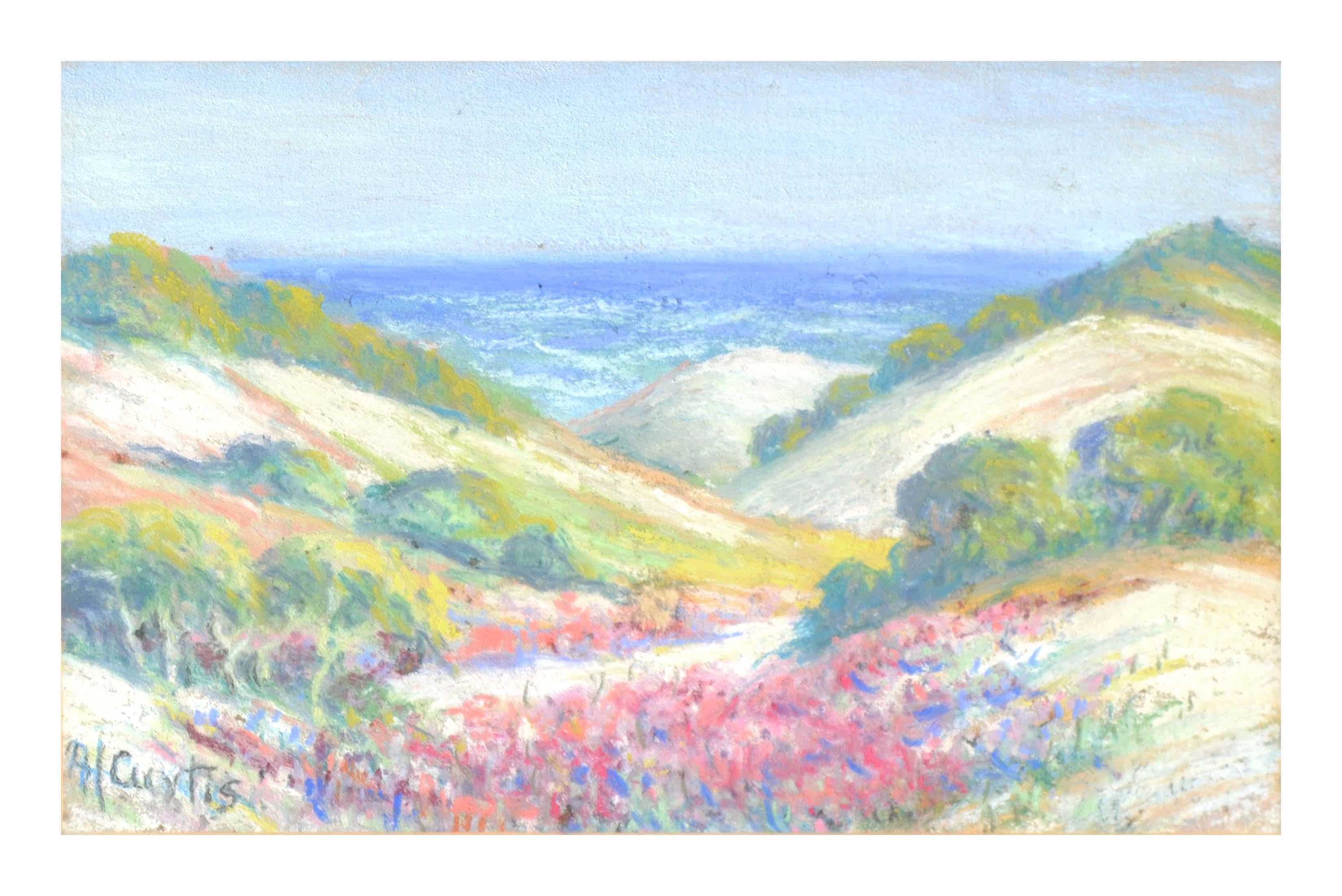 Early 20th Century Ocean Dunes in Springtime Landscape - Painting by Alice Hunt Curtis