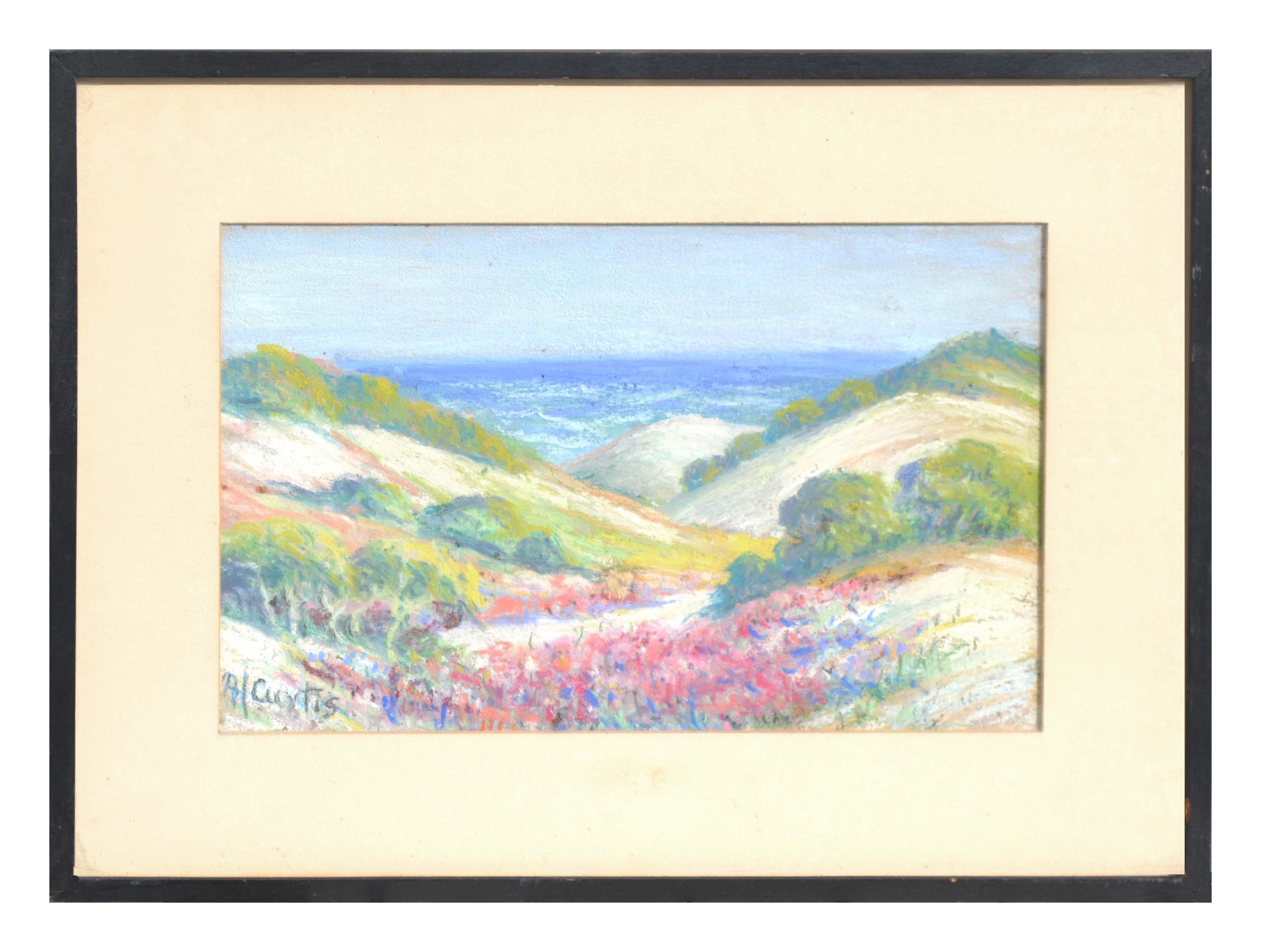 Alice Hunt Curtis Landscape Painting - Early 20th Century Ocean Dunes in Springtime Landscape