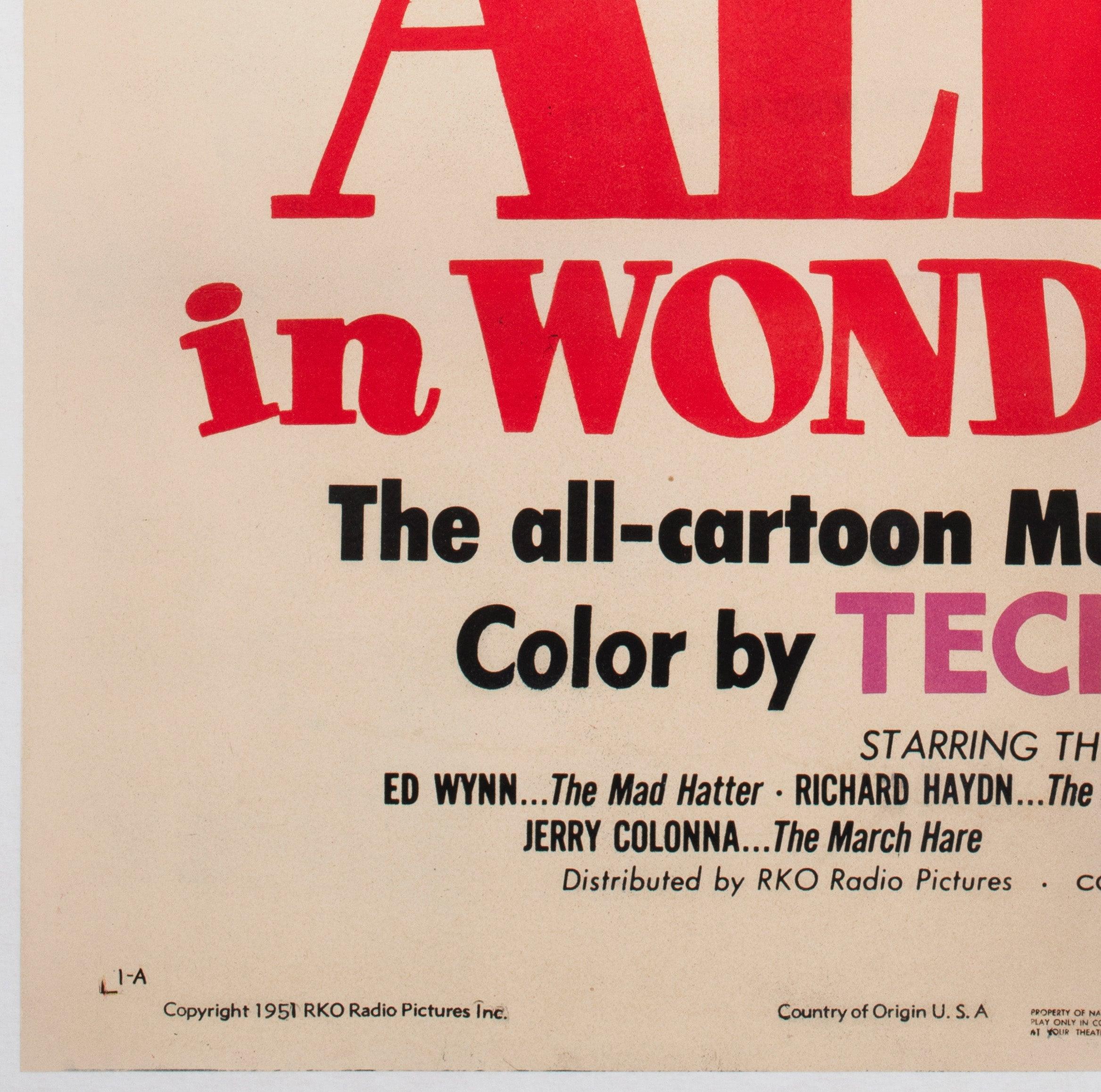 Alice im Wunderland 1951 US 1 Blatt Filmplakat, Disney im Angebot 1