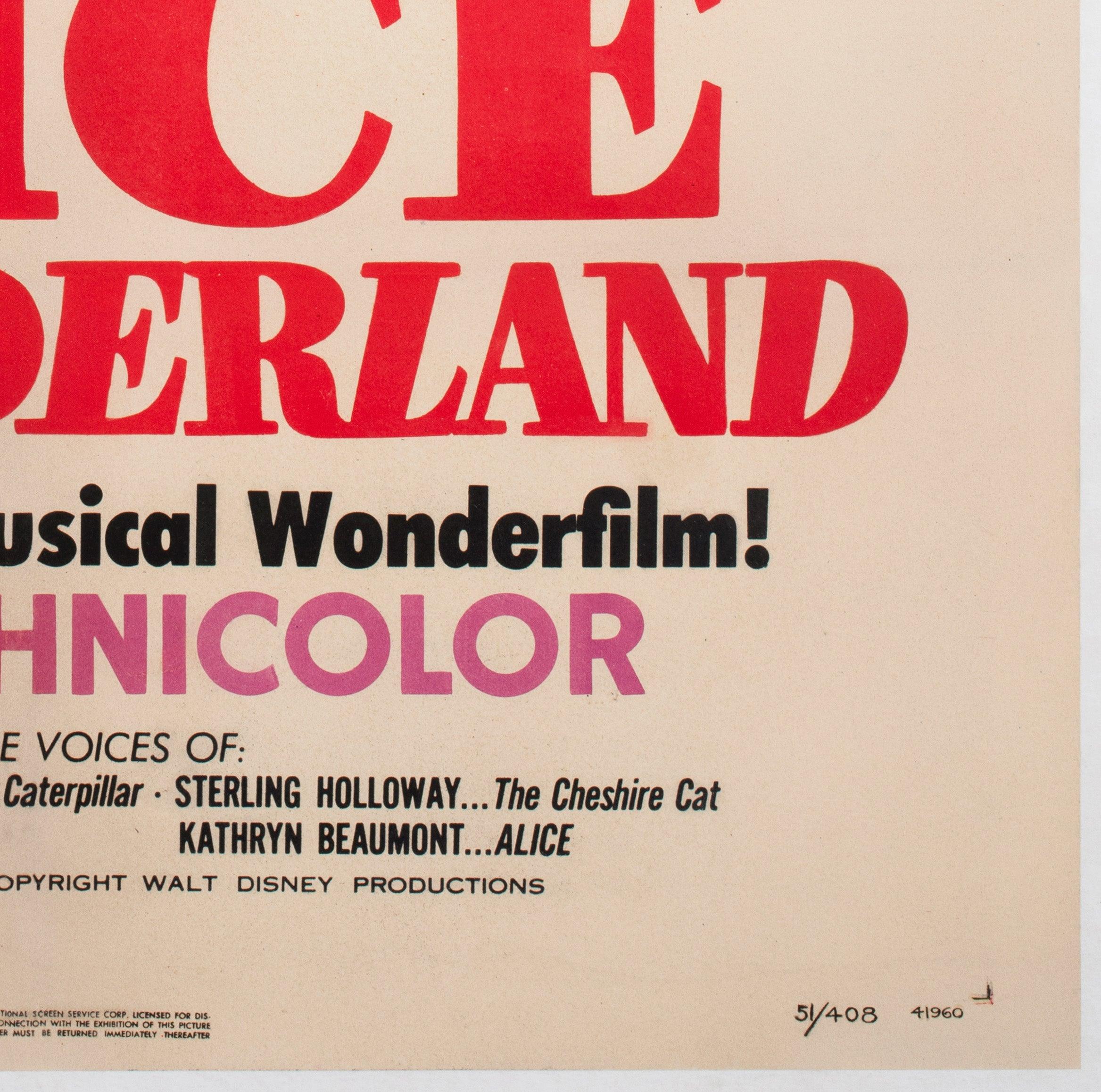 Alice im Wunderland 1951 US 1 Blatt Filmplakat, Disney im Angebot 2