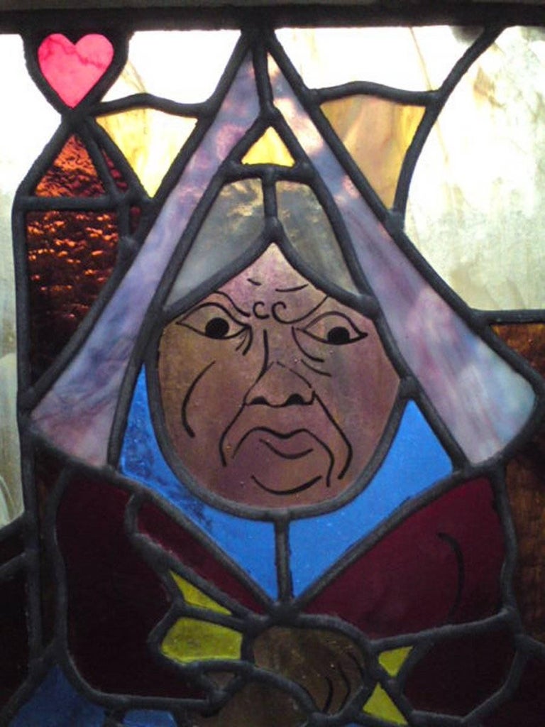 Alice in Wonderland, A Five Piece Suite of Stained and Leaded Glass Doors. For Sale 4