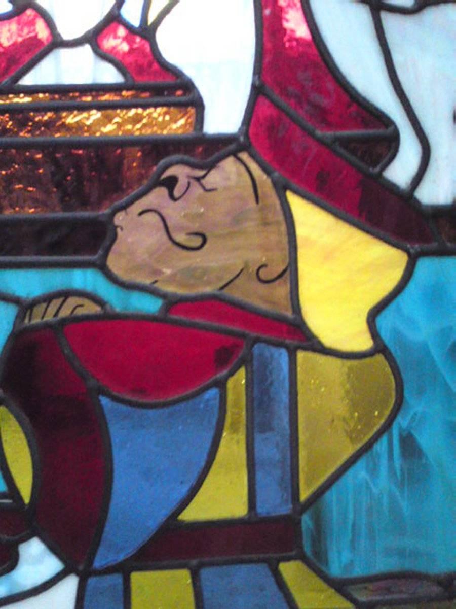 Alicia en el País de las Maravillas, un conjunto de cinco piezas de puertas de cristal emplomado y manchado. siglo XX en venta