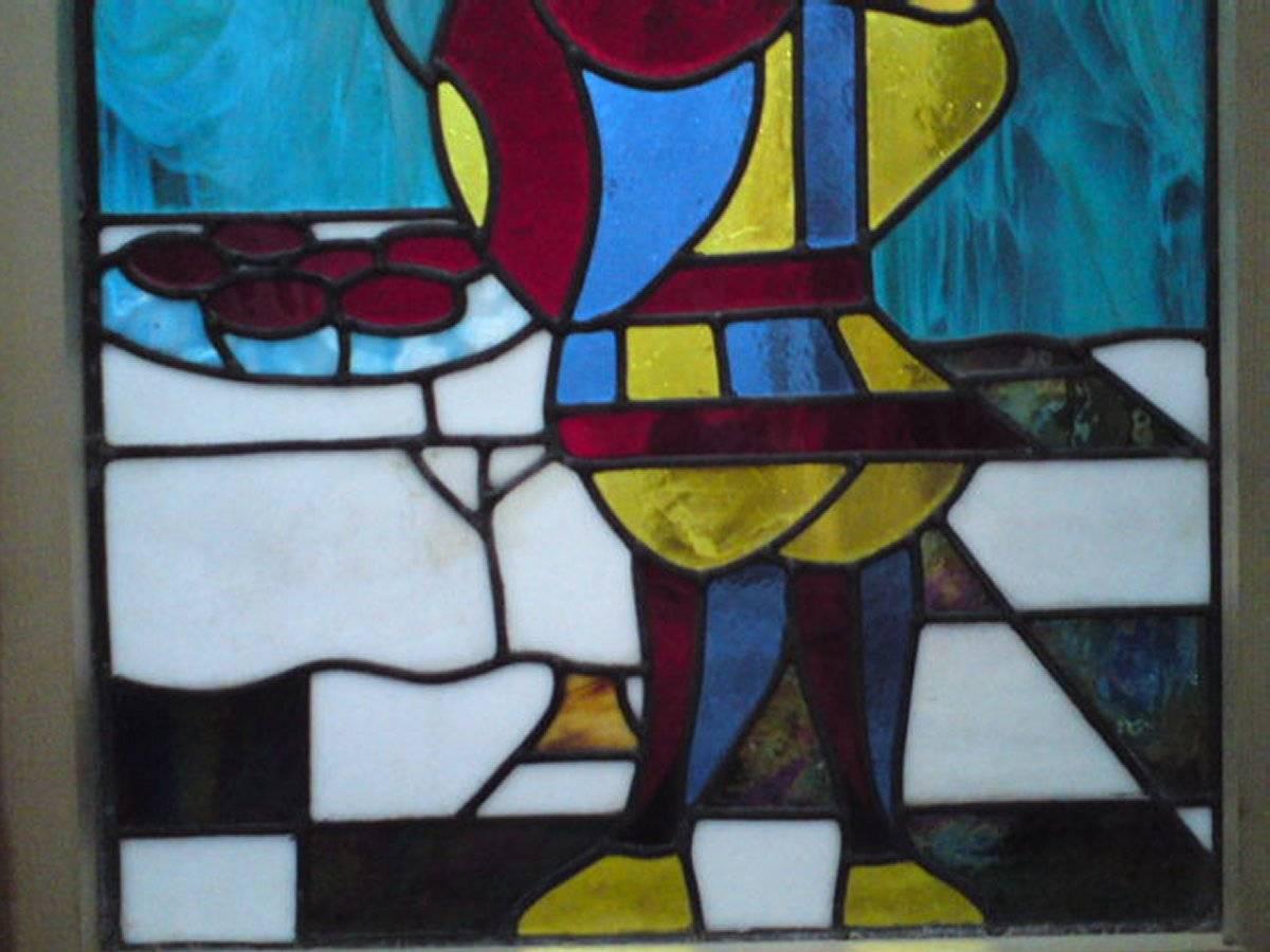 Hand-Crafted Alice in Wonderland, A Five Piece Suite of Stained and Leaded Glass Doors. For Sale