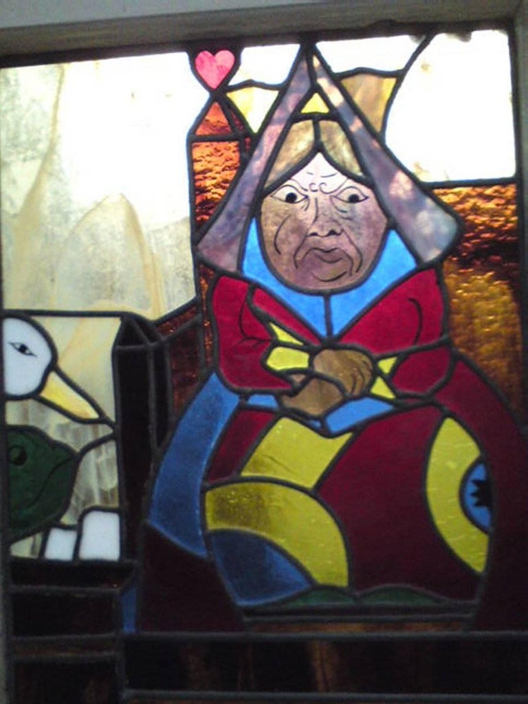 Alice in Wonderland, A Five Piece Suite of Stained and Leaded Glass Doors. For Sale 1