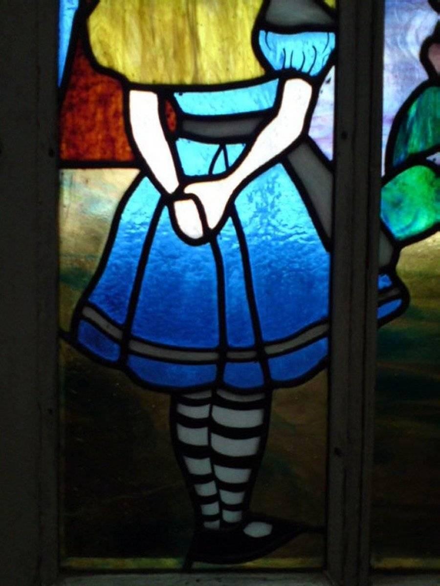 Alice in Wonderland, A Five Piece Suite of Stained and Leaded Glass Doors. In Good Condition For Sale In London, GB