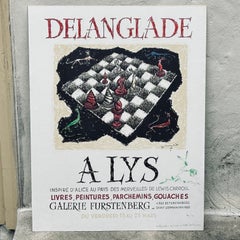 Alice In Wonderland Alys Signed Lithograph by Frédéric Delanglade (1907-1970)