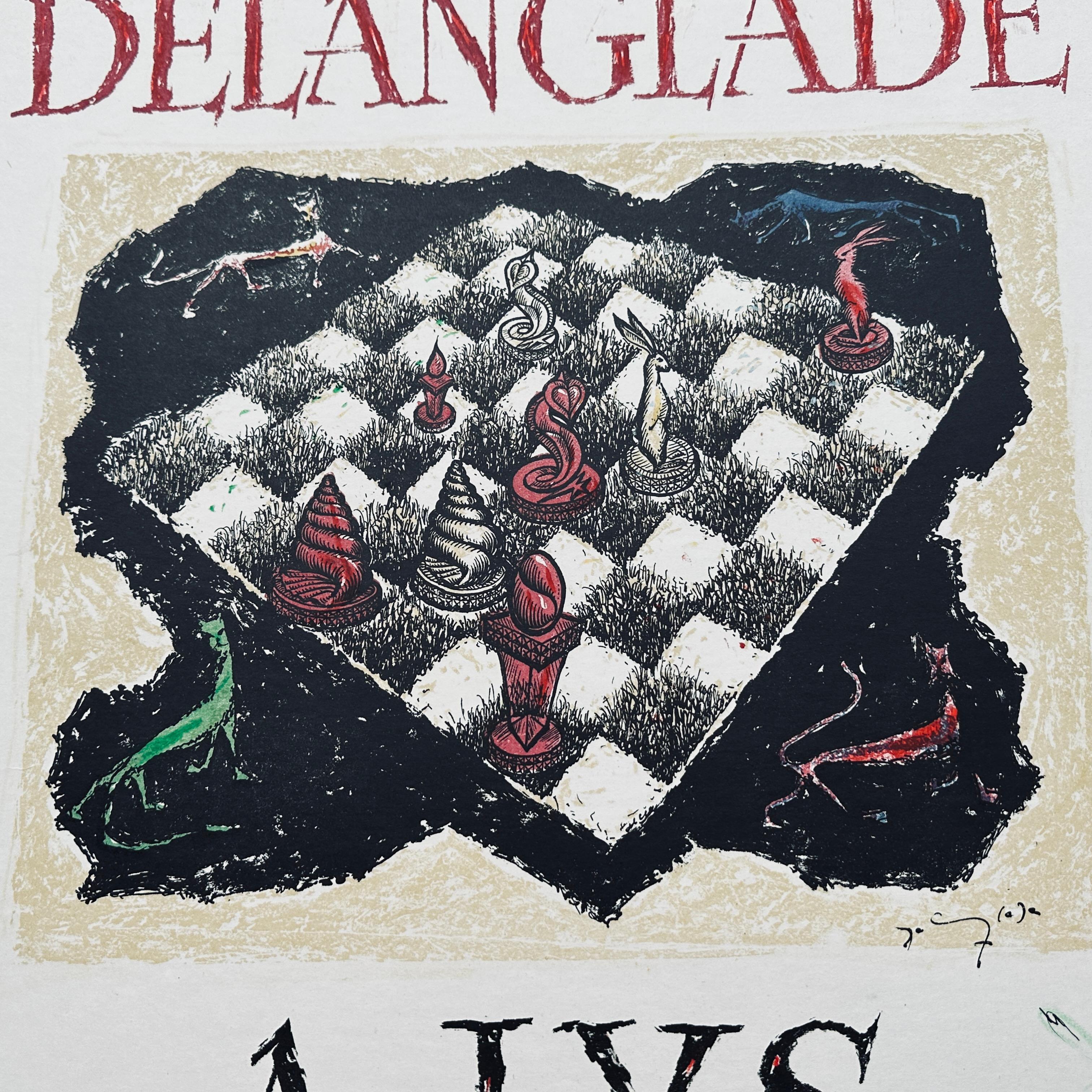 Alice im Wunderland Alys Signierte Lithographie von Frédéric Delanglade (1907-1970)  (Handbemalt) im Angebot