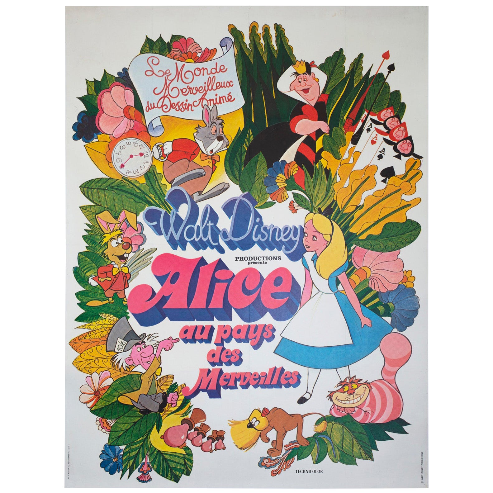 Alice im Wunderland R1970s Französisch Grande Film Poster im Angebot