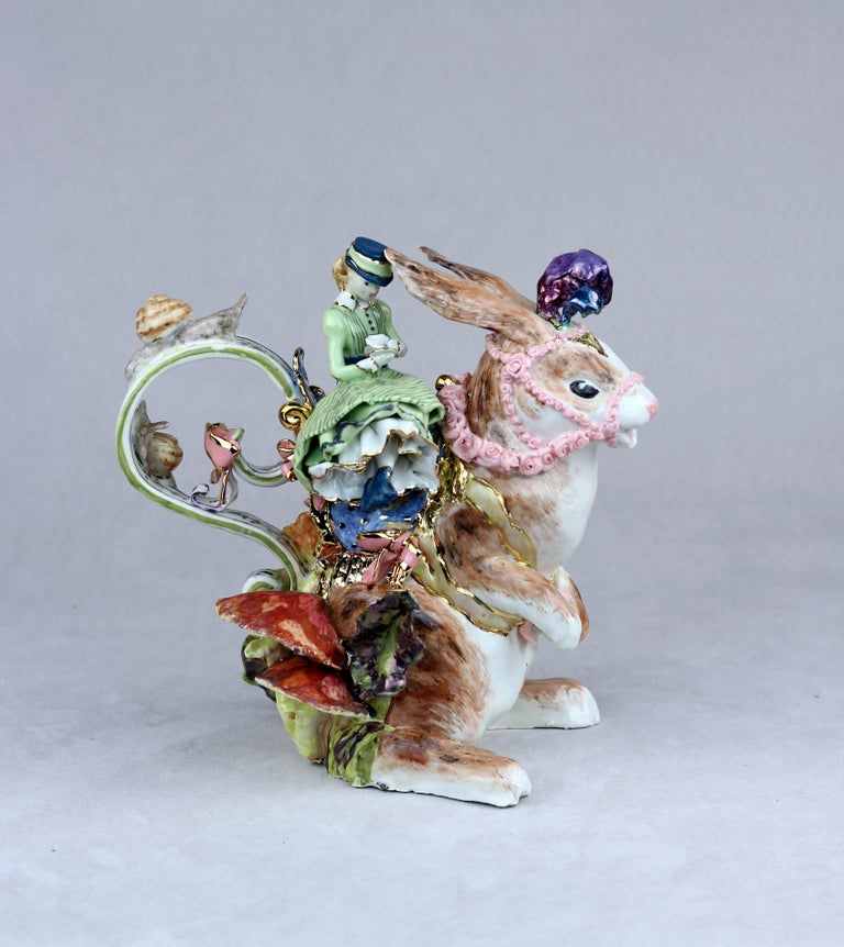 Baroque Alice in Wonderland Rabbit Teapot, Handmade in Italy, Luxury Handcrafted 2021 For Sale