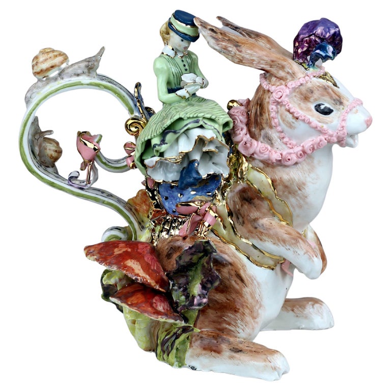 Alice in Wonderland Rabbit Teapot, Handmade in Italy, Luxury Handcrafted 2021 For Sale