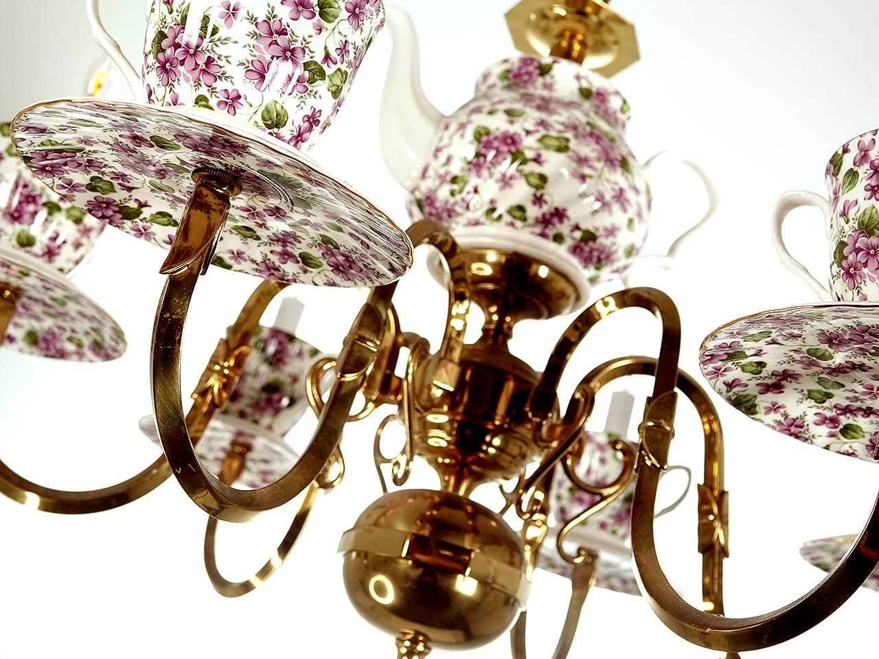 Alice In Wonderland Tea Party Chandelier In Good Condition For Sale In Peekskill, NY
