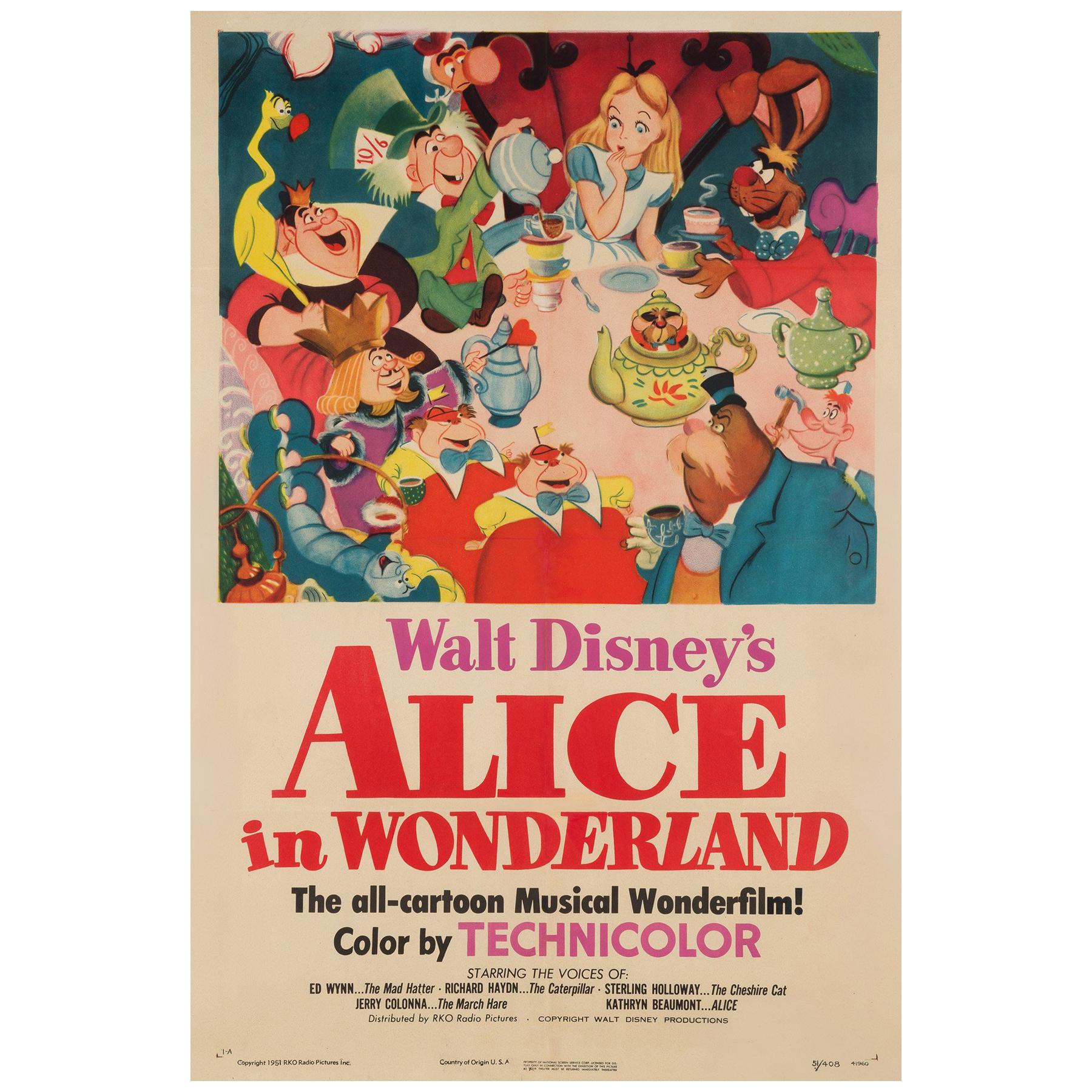Alice in Wonderland, US Film Poster, 1951