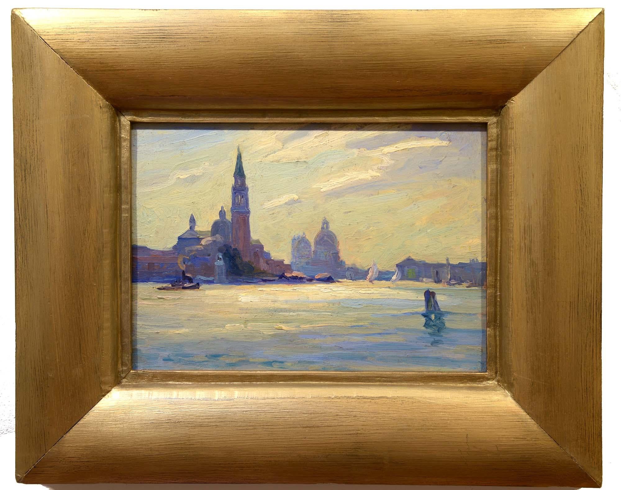 Lagoon vénitien, San Giorgio Maggiore, Santa Maria della Salute, Venise, Italie - Painting de Alice Isabel Padday