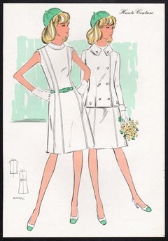 Litografia vintage francese di moda degli anni ’70, metà del secolo scorso