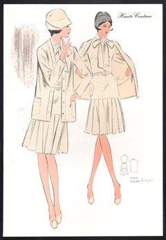 Französische Mode aus der Mitte des Jahrhunderts, Anfang der 1970er Jahre – Vintage-Lithografie