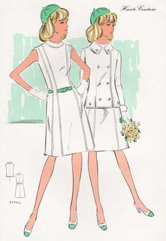 Litografia vintage francese di moda degli anni ’70, metà del secolo scorso
