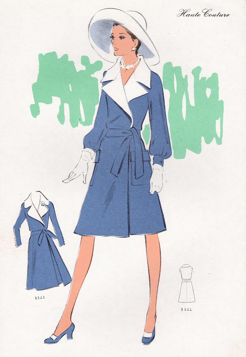 Figurative Print Alice Kauffmann - Lithographie vintage de mode française du milieu du siècle, début des années 1970